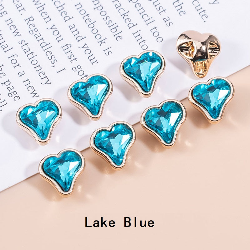 16L Heart-Shaped Crystal Metal Buttons for Women's Shirts 12pcs - Lots of Buttons