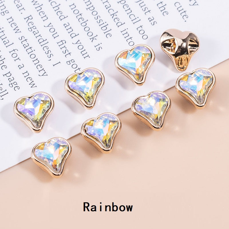 16L Heart-Shaped Crystal Metal Buttons for Women's Shirts 12pcs - Lots of Buttons