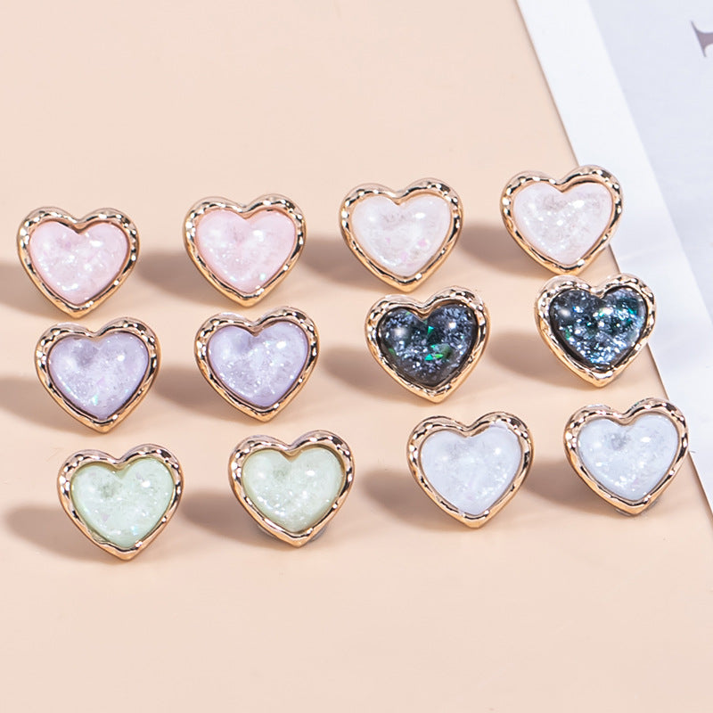 23L Heart-Shaped Pearlescent Metal Shirt Buttons 35 Pack(7 Colors) - Lots of Buttons