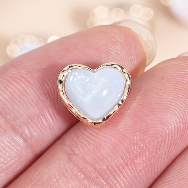 23L Heart-Shaped Pearlescent Metal Shirt Buttons 35 Pack(7 Colors) - Lots of Buttons
