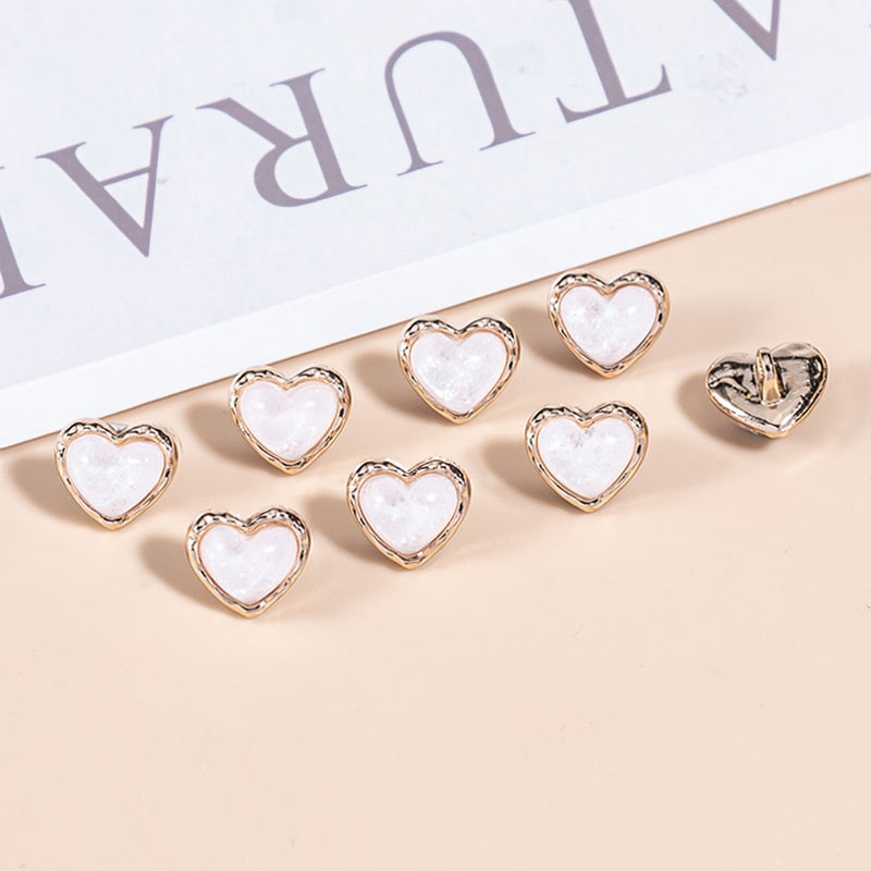 23L Heart-Shaped Pearlescent Metal Shirt Buttons 35 Pack(7 Colors) - Lots of Buttons