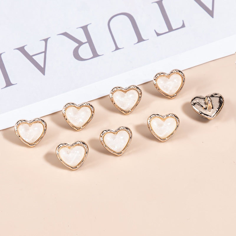 23L Heart-Shaped Pearlescent Metal Shirt Buttons 35 Pack(7 Colors) - Lots of Buttons