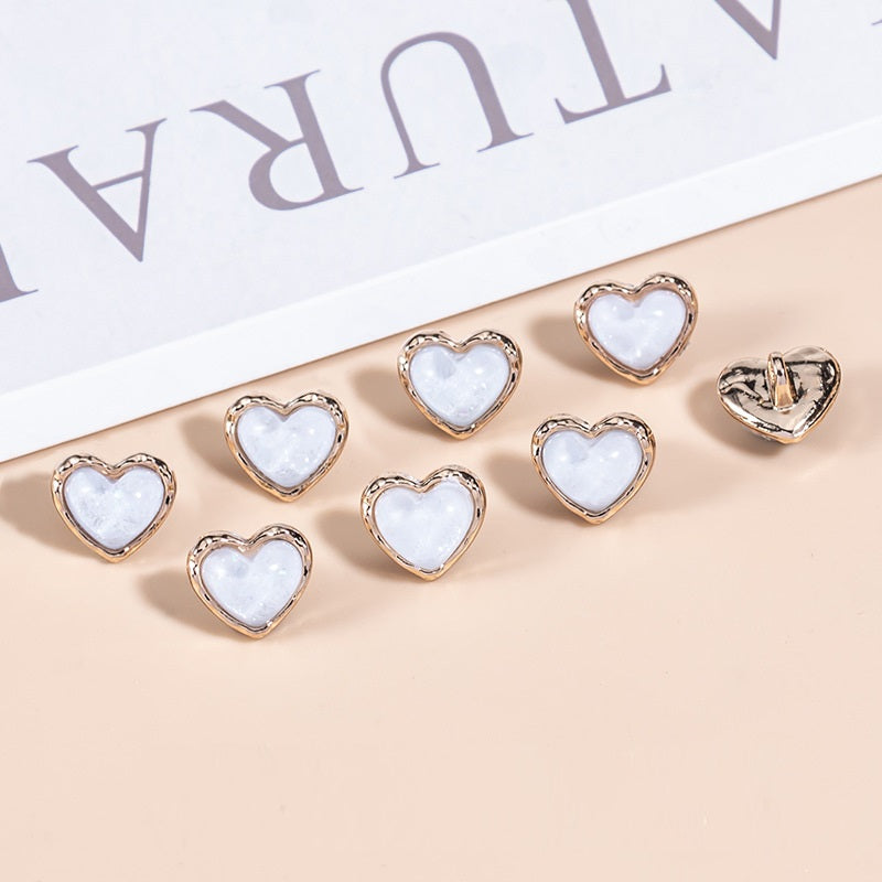 23L Heart-Shaped Pearlescent Metal Shirt Buttons 35 Pack(7 Colors) - Lots of Buttons