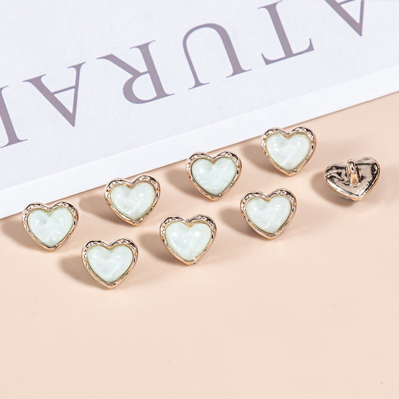 23L Heart-Shaped Pearlescent Metal Shirt Buttons 35 Pack(7 Colors) - Lots of Buttons