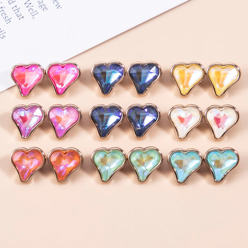 10mm Crystal Heart-Shaped Metal Buttons for Women's Clothing 20pcs - Lots of Buttons