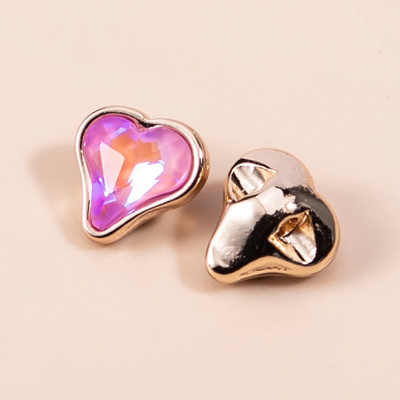 10mm Crystal Heart-Shaped Metal Buttons for Women's Clothing 20pcs - Lots of Buttons