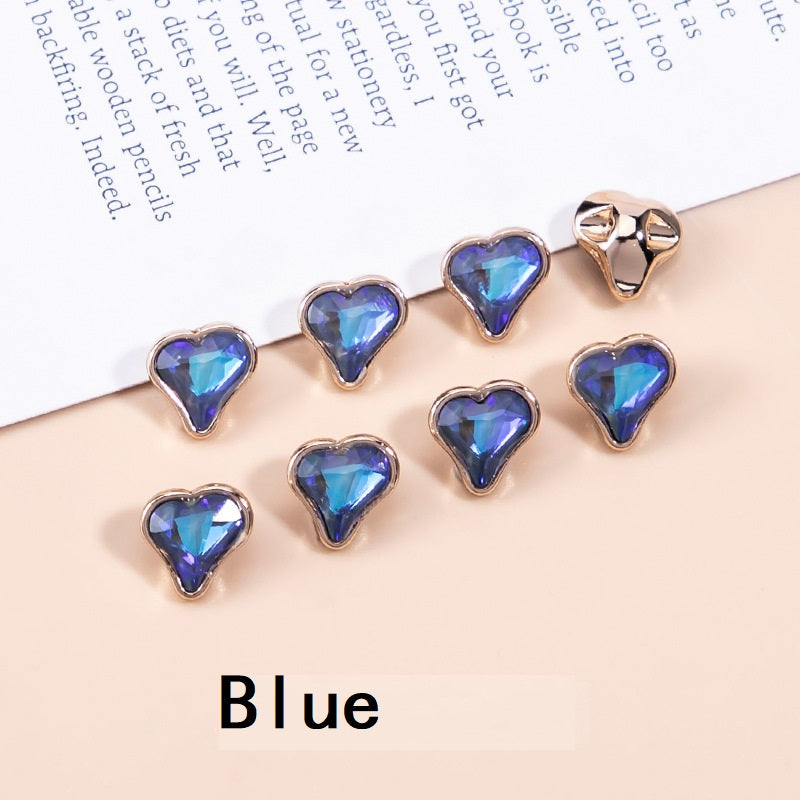 10mm Crystal Heart-Shaped Metal Buttons for Women's Clothing 20pcs - Lots of Buttons