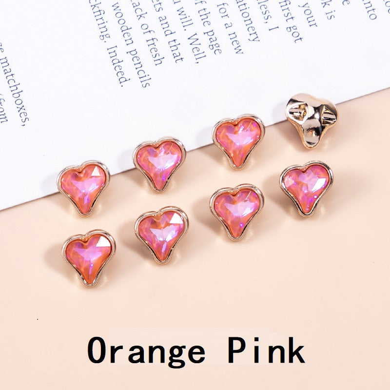 10mm Crystal Heart-Shaped Metal Buttons for Women's Clothing 20pcs - Lots of Buttons