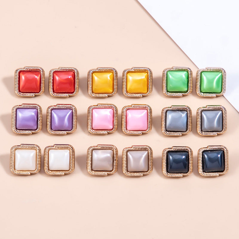 11.5mm Square Shirt Metal Resin Buttons with Shank 72 Pack(9 Colors) - Lots of Buttons