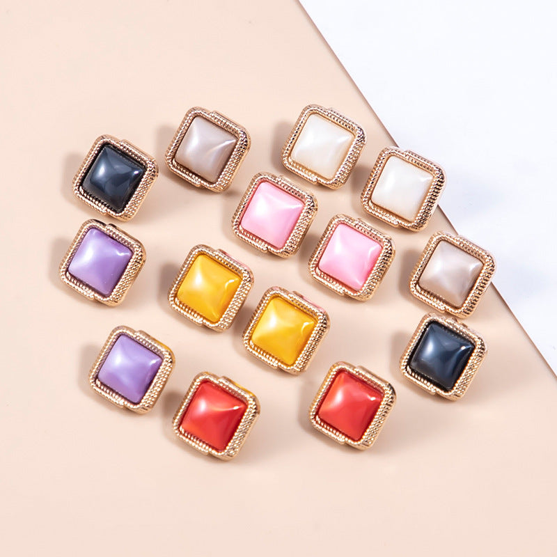 11.5mm Square Shirt Metal Resin Buttons with Shank 72 Pack(9 Colors) - Lots of Buttons