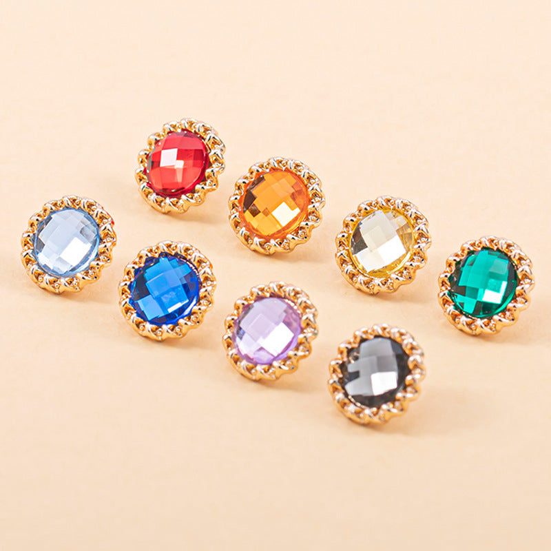 18L Acrylic Transparent Diamond Metal Shirt Buttons 80 Pack(16 Colors) - Lots of Buttons
