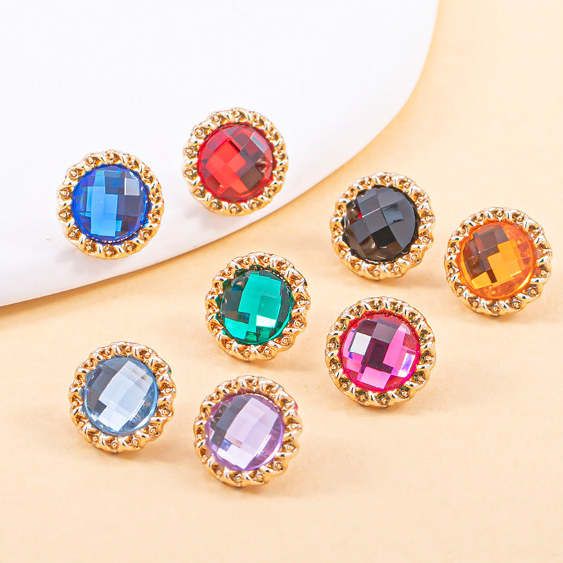 18L Acrylic Transparent Diamond Metal Shirt Buttons 80 Pack(16 Colors) - Lots of Buttons