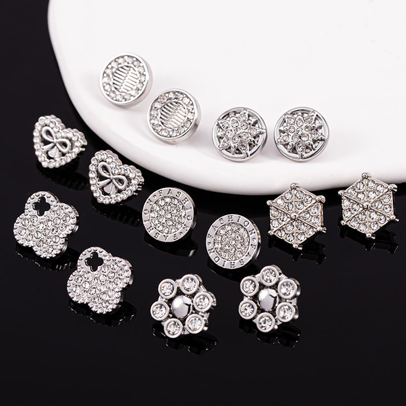 11-12mm Silver Metal Rhinestone Shirt Buttons 85 Pack(17 Styles) - Lots of Buttons