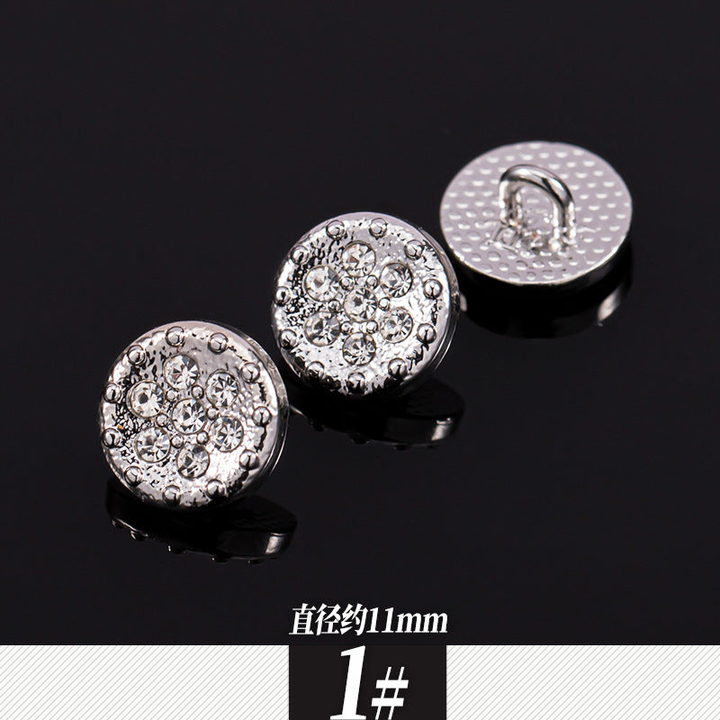 11-12mm Silver Metal Rhinestone Shirt Buttons 85 Pack(17 Styles) - Lots of Buttons