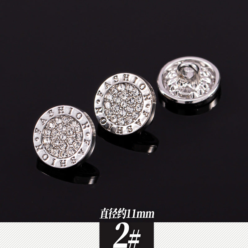 11-12mm Silver Metal Rhinestone Shirt Buttons 85 Pack(17 Styles) - Lots of Buttons