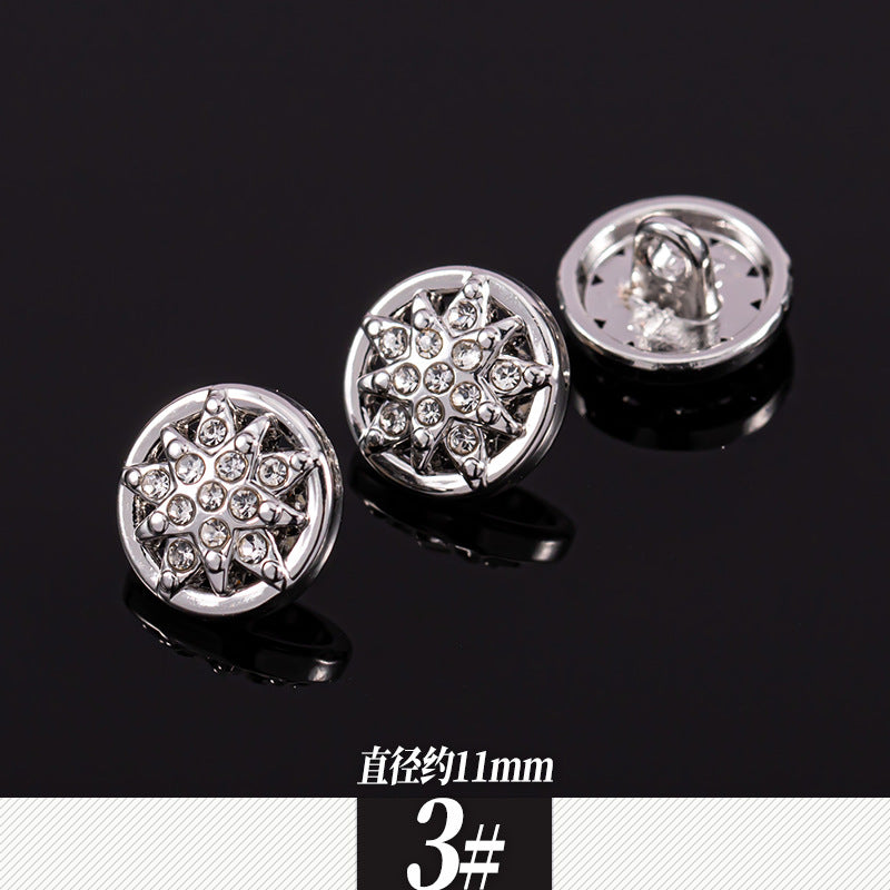 11-12mm Silver Metal Rhinestone Shirt Buttons 85 Pack(17 Styles) - Lots of Buttons