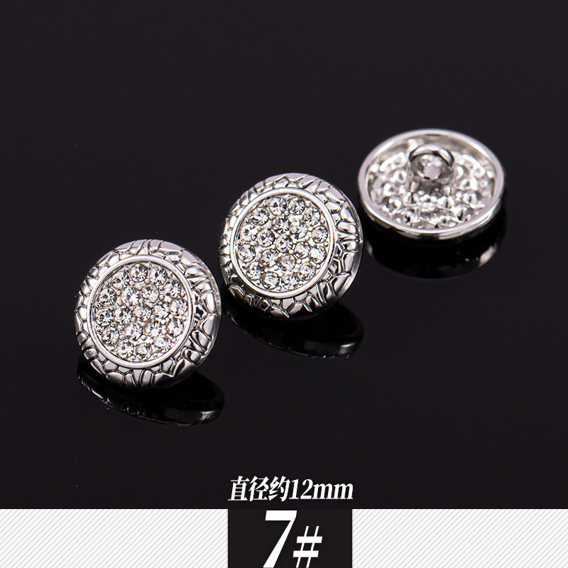 11-12mm Silver Metal Rhinestone Shirt Buttons 85 Pack(17 Styles) - Lots of Buttons
