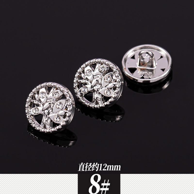 11-12mm Silver Metal Rhinestone Shirt Buttons 85 Pack(17 Styles) - Lots of Buttons