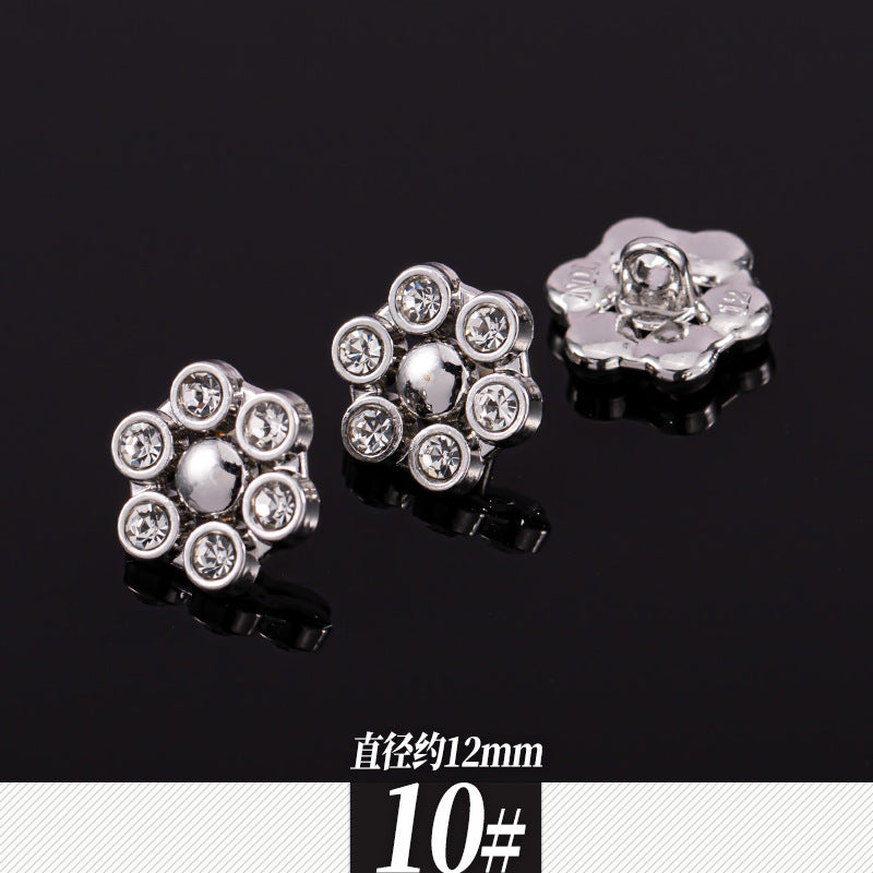 11-12mm Silver Metal Rhinestone Shirt Buttons 85 Pack(17 Styles) - Lots of Buttons
