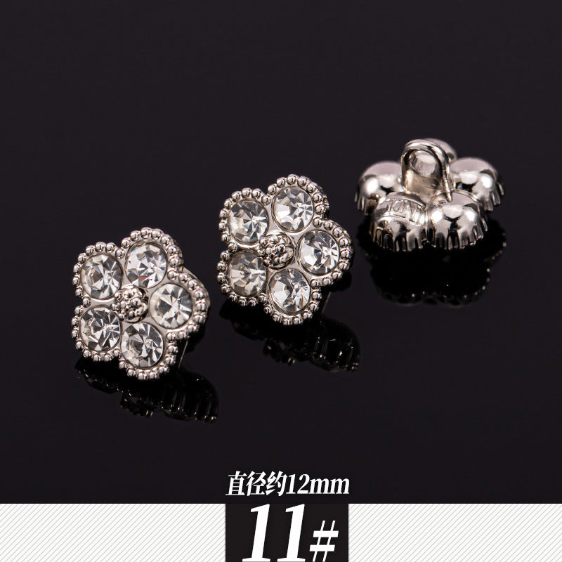 11-12mm Silver Metal Rhinestone Shirt Buttons 85 Pack(17 Styles) - Lots of Buttons