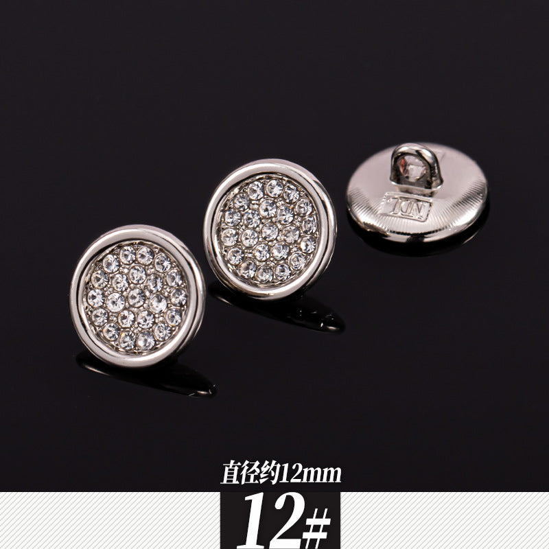 11-12mm Silver Metal Rhinestone Shirt Buttons 85 Pack(17 Styles) - Lots of Buttons