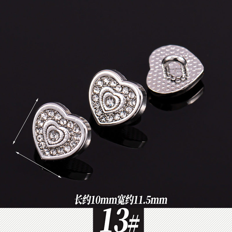 11-12mm Silver Metal Rhinestone Shirt Buttons 85 Pack(17 Styles) - Lots of Buttons