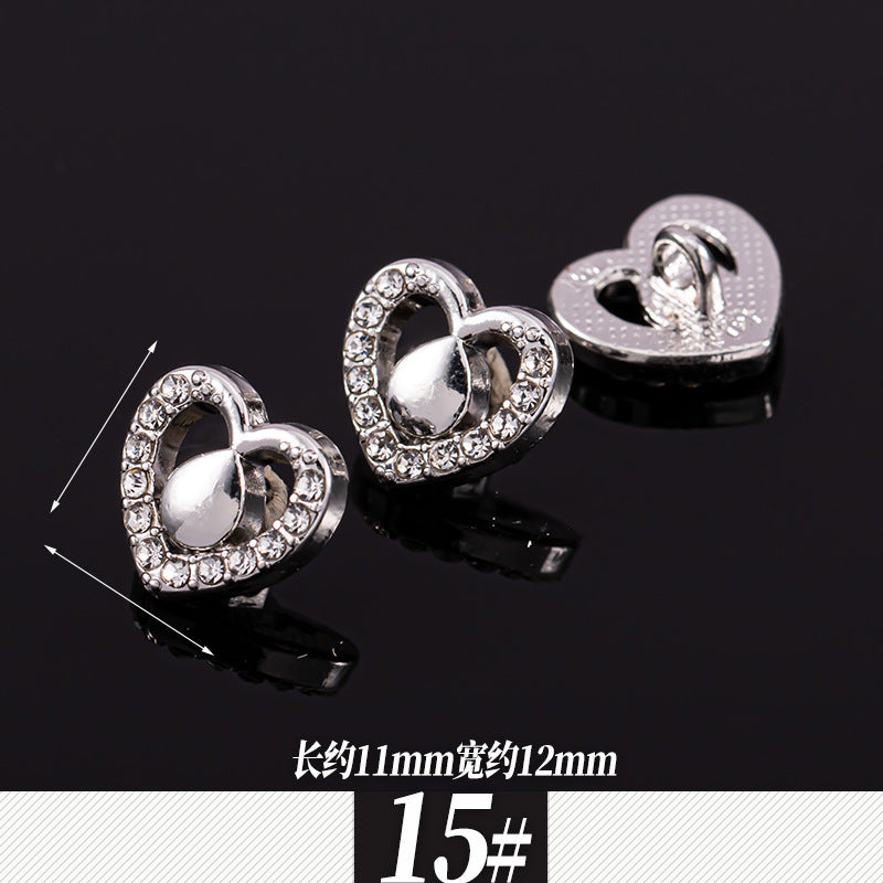 11-12mm Silver Metal Rhinestone Shirt Buttons 85 Pack(17 Styles) - Lots of Buttons