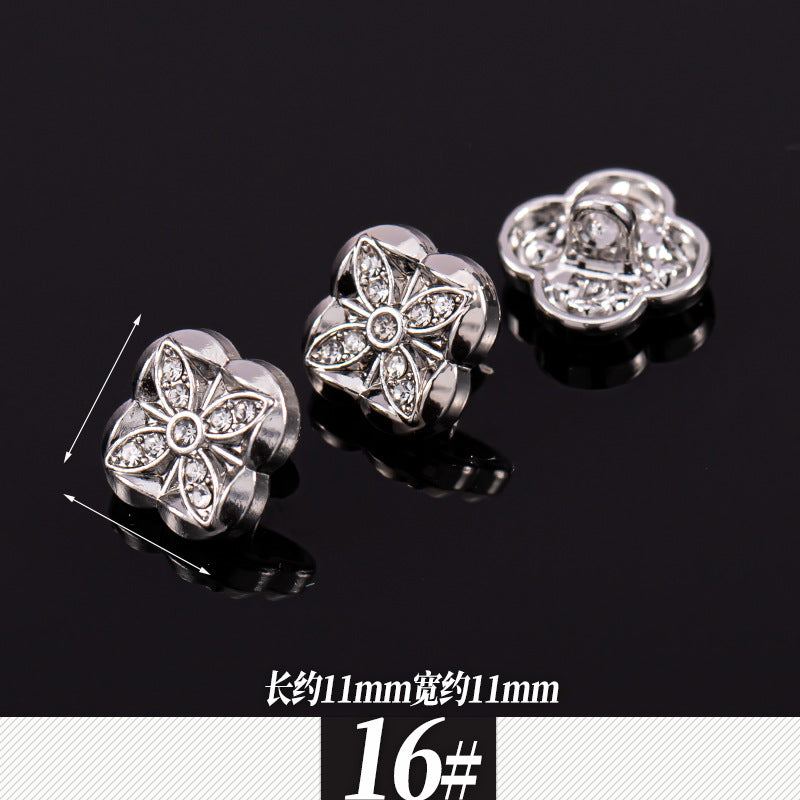 11-12mm Silver Metal Rhinestone Shirt Buttons 85 Pack(17 Styles) - Lots of Buttons