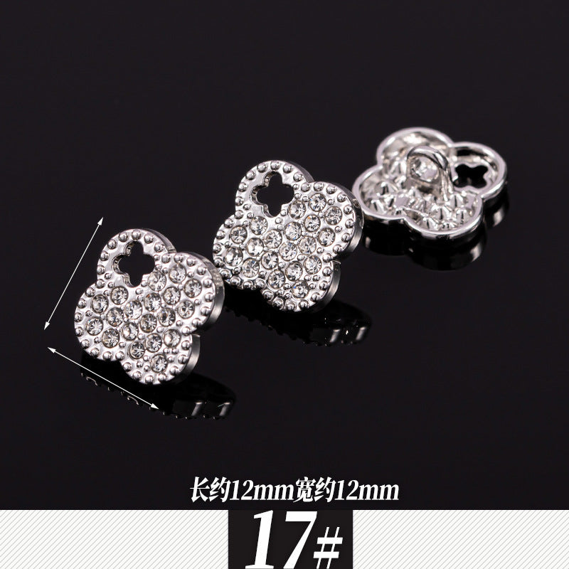 11-12mm Silver Metal Rhinestone Shirt Buttons 85 Pack(17 Styles) - Lots of Buttons