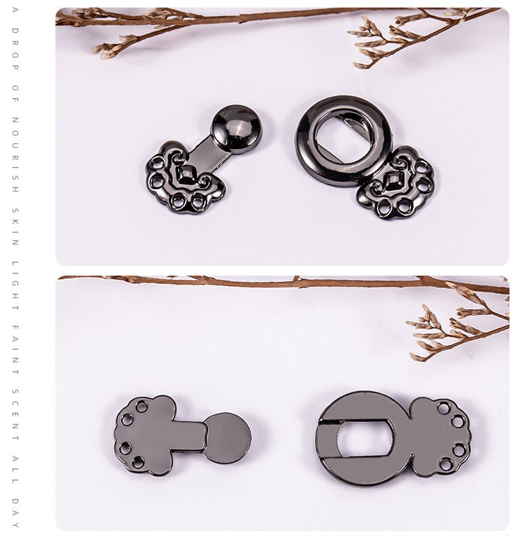 Traditional Chinese Metal Clasp Button Fastener for Hanfu Cheongsam 20 Pack - Lots of Buttons