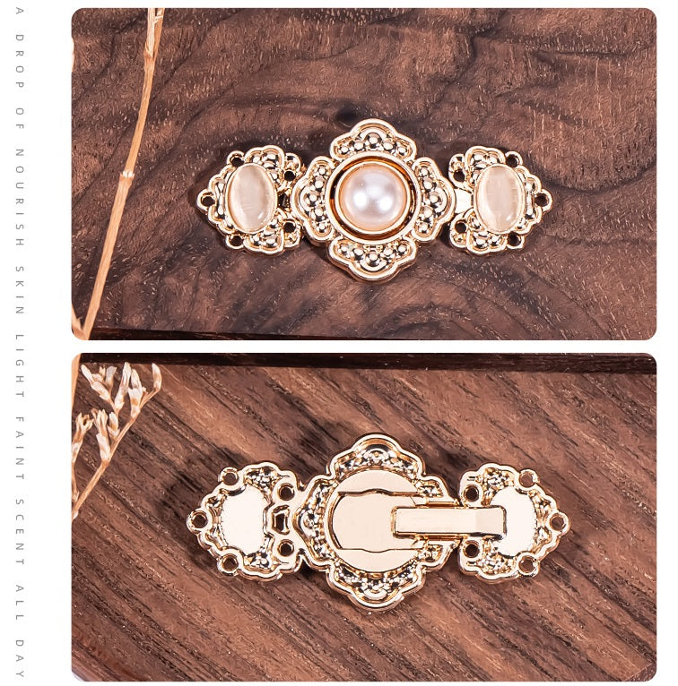 Chinese Traditional Garments Metal Buckle Button Embossed Flower 8 Pack - Lots of Buttons