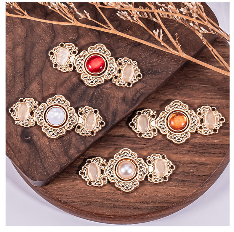 Chinese Traditional Garments Metal Buckle Button Embossed Flower 8 Pack - Lots of Buttons