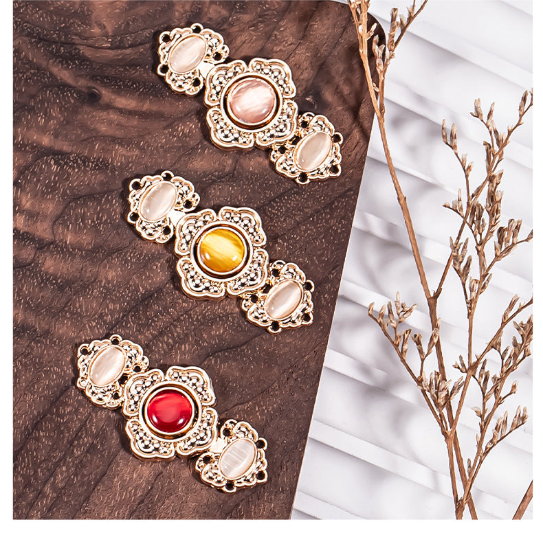 Chinese Traditional Garments Metal Buckle Button Embossed Flower 8 Pack - Lots of Buttons