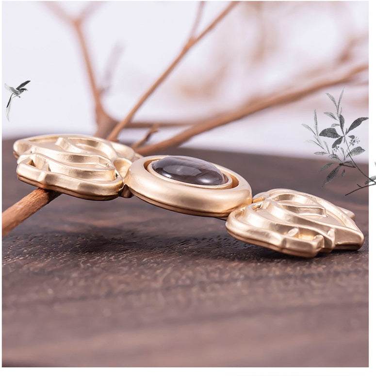 Chinese Cat's Eye Stone Lotus Hanfu Metal Frog Closure 8 Pack - Lots of Buttons