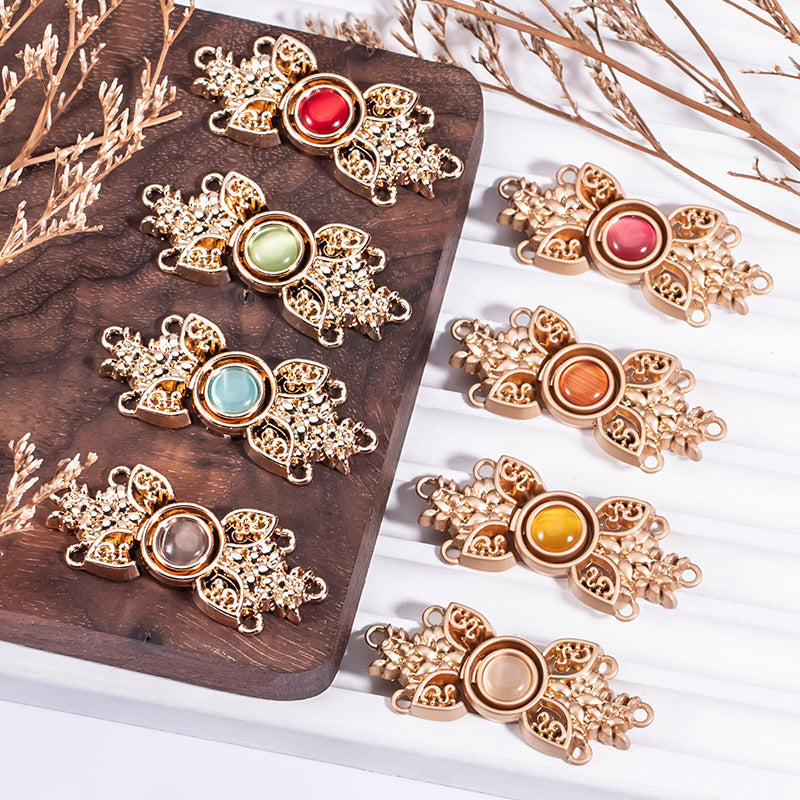 Chinese Cat's Eye Stone Metal Buckle for Hanfu Cheongsam 8 Color Pack - Lots of Buttons
