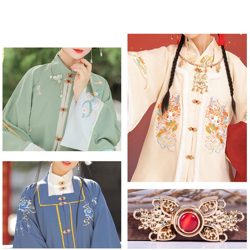 Chinese Cat's Eye Stone Metal Buckle for Hanfu Cheongsam 8 Color Pack - Lots of Buttons