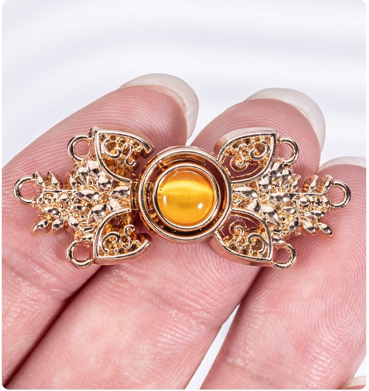 Chinese Cat's Eye Stone Metal Buckle for Hanfu Cheongsam 8 Color Pack - Lots of Buttons