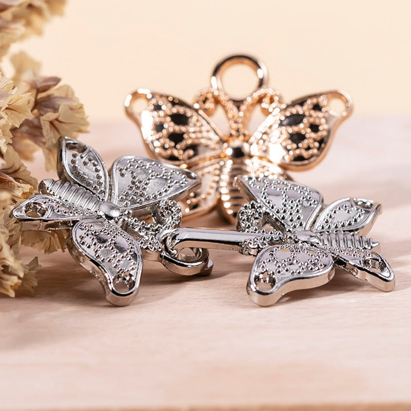 Chinese Butterfly Metal Lock Button for Cheongsam Hanfu 12 Pack - Lots of Buttons
