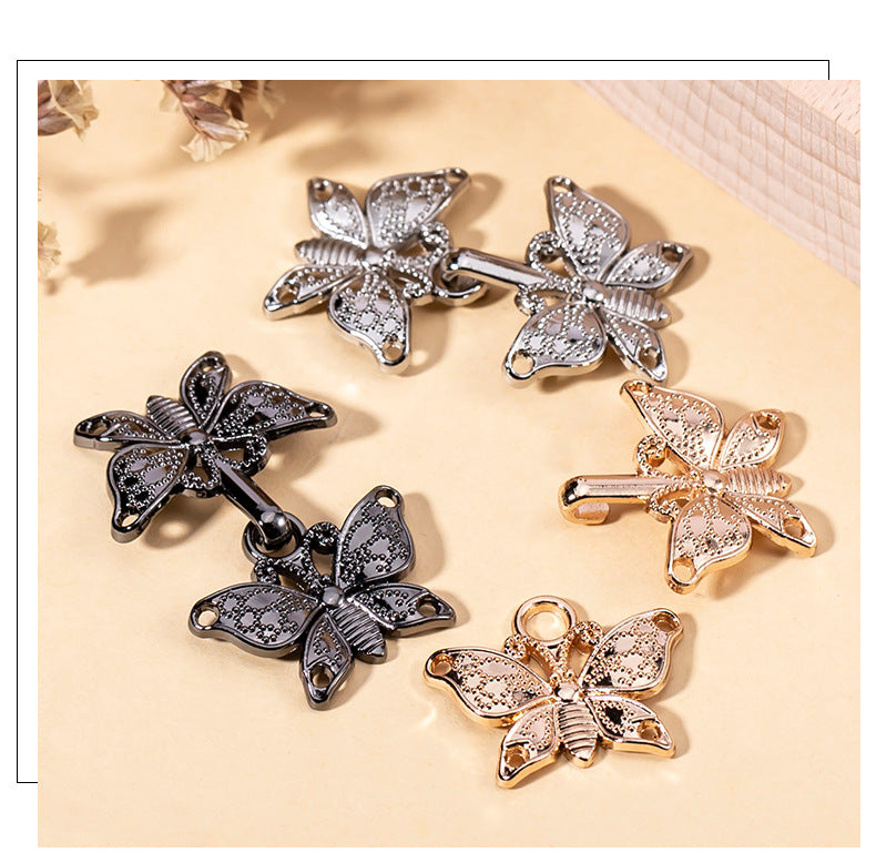 Chinese Butterfly Metal Lock Button for Cheongsam Hanfu 12 Pack - Lots of Buttons