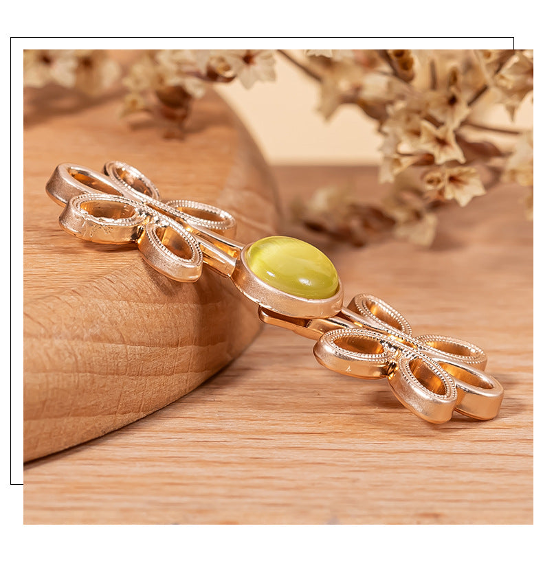 Chinese Five-Leaf Clover Hanfu Metal Lock Button Cat's Eye Stone 8 Color Pack - Lots of Buttons