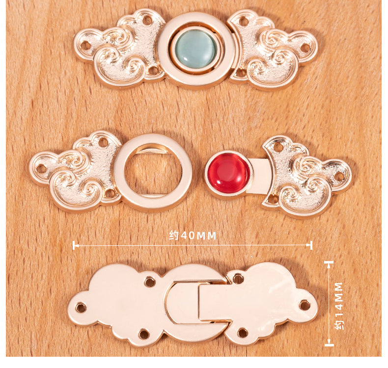 Chinese Antique Cloud Cat's Eye Stone Metal Buttons 8 Pack - Lots of Buttons