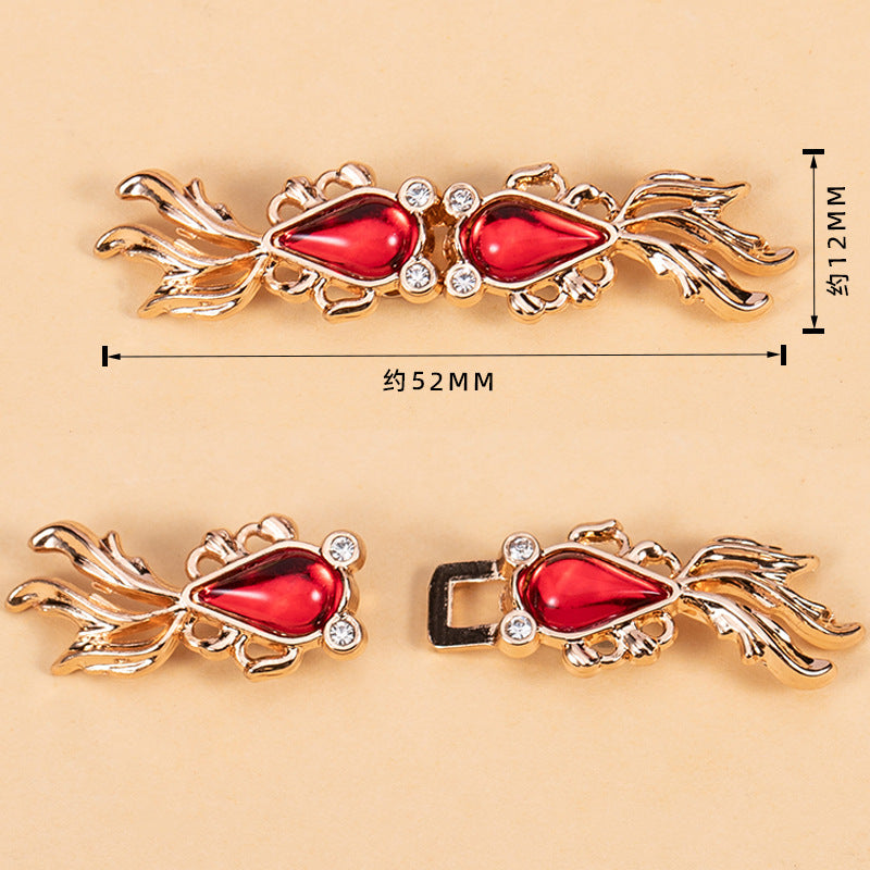 Goldfish-Shaped Cheongsam Frog Closure Metal Chinese Knot Button 12 Pack - Lots of Buttons
