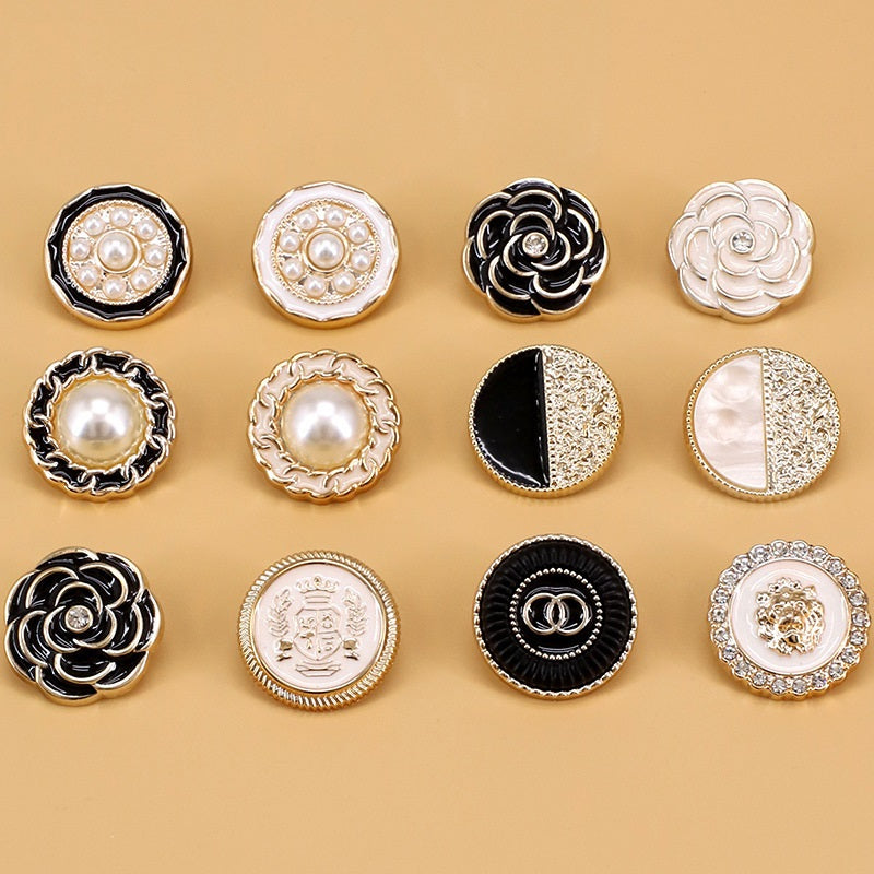 Round Electroplated Plastic Decorative Shank Buttons 60 Pack(12 Styles) - Lots of Buttons