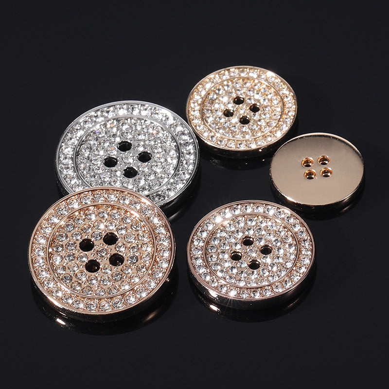 15-25mm Gold Silver Round Flat Rhinestone Metal Buttons 12 Pack - Lots of Buttons