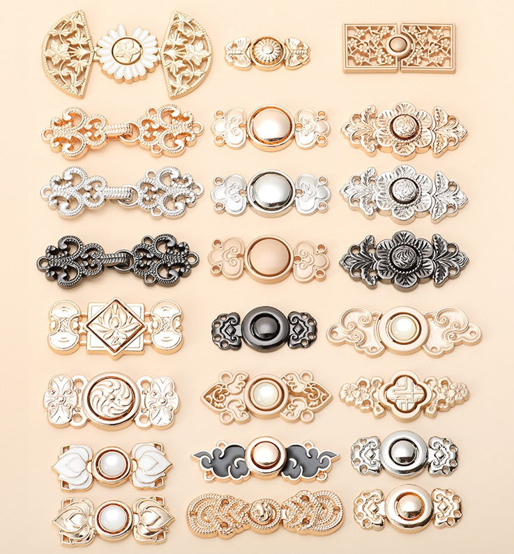 Chinese Style Hanfu Cheongsam Metal Lock Buttons 24 Pack - Lots of Buttons