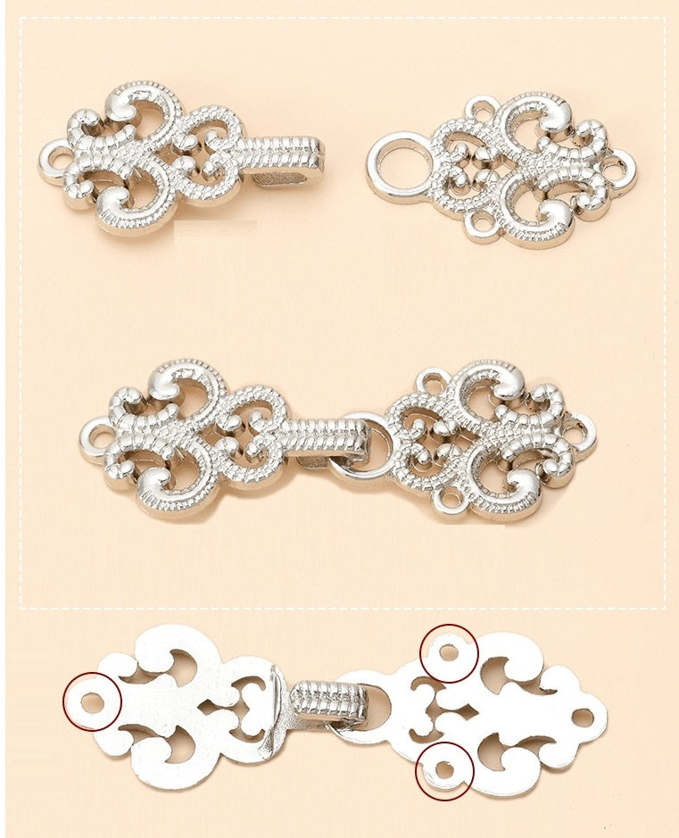 Chinese Style Hanfu Cheongsam Metal Lock Buttons 24 Pack - Lots of Buttons