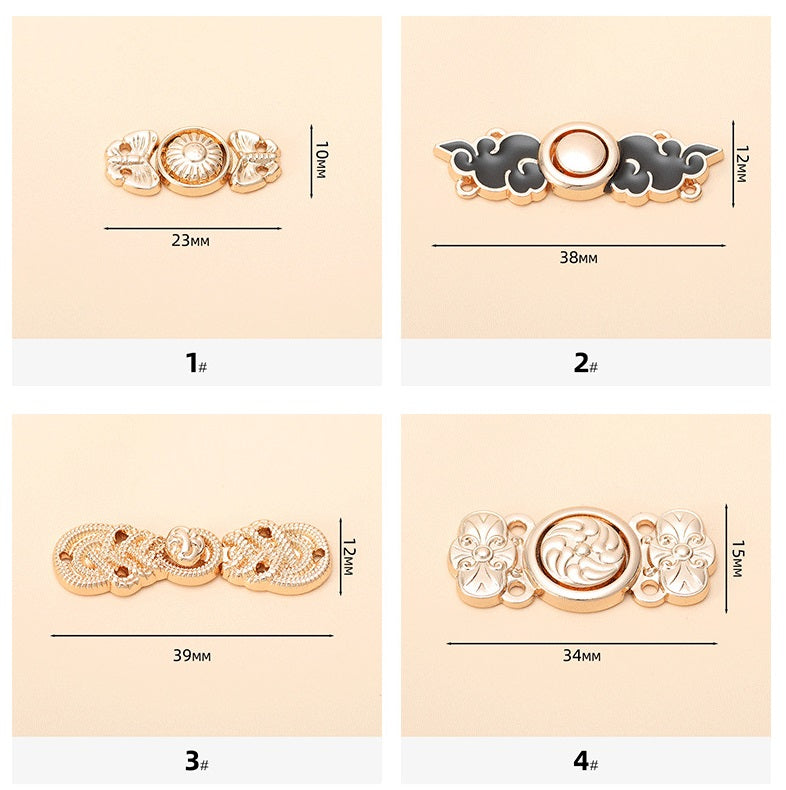 Chinese Style Hanfu Cheongsam Metal Lock Buttons 24 Pack - Lots of Buttons