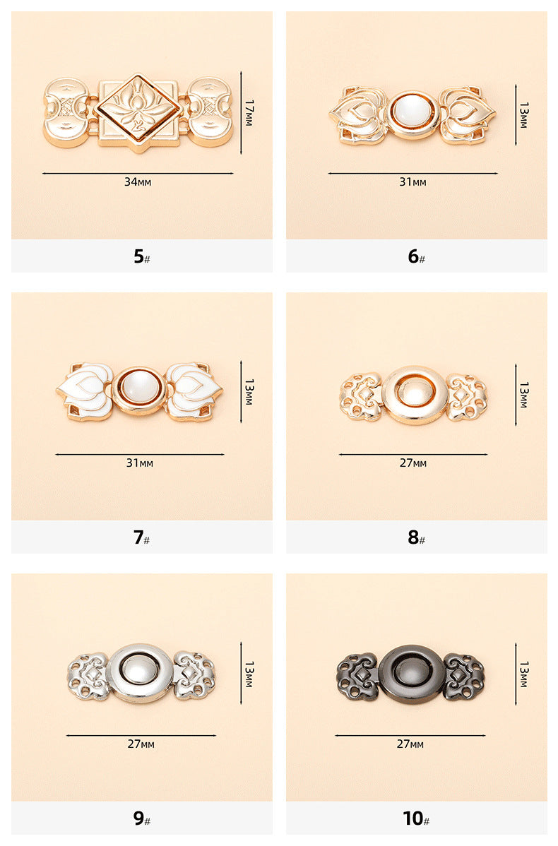 Chinese Style Hanfu Cheongsam Metal Lock Buttons 24 Pack - Lots of Buttons