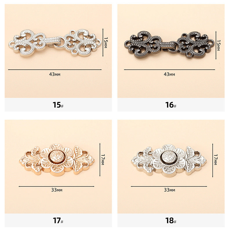 Chinese Style Hanfu Cheongsam Metal Lock Buttons 24 Pack - Lots of Buttons
