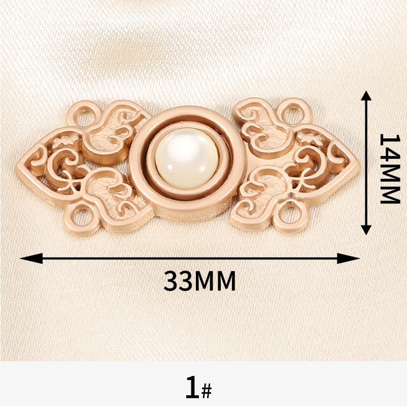 Chinese Hanfu Cheongsam Metal Buttons Light Gold with Cat's Eye Stones 10 Pack - Lots of Buttons